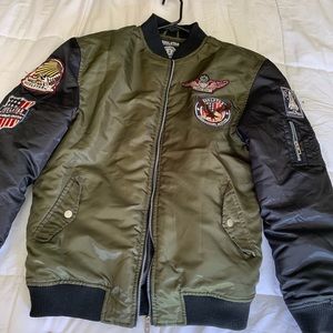 Soul Star Army Green and Black Bomber Jacket L/G